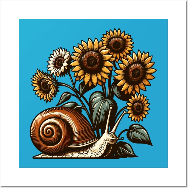 Snail with sunflowers Wall Art by Art_Boys